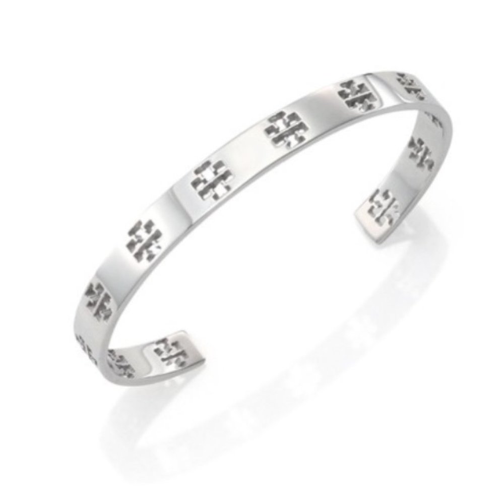 Tory Burch Silver Signature T logo bracelet